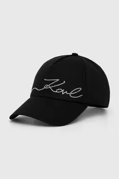 Хлопковая бейсболка Карла Лагерфельда Karl Lagerfeld, черный