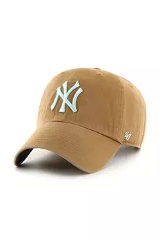 Хлопковая бейсболка MLB New York Yankees 47brand, бежевый