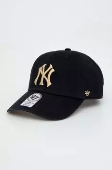Хлопковая бейсболка MLB New York Yankees 47brand, черный