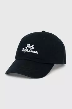 Хлопковая бейсболка Polo Ralph Lauren, черный