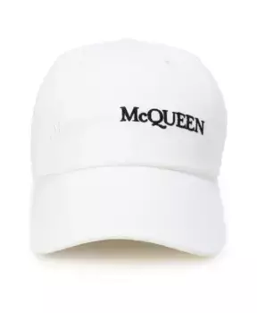 Хлопковая бейсболка с вышитым логотипом Alexander Mcqueen, белый