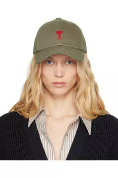 Хлопковая бейсболка с вышивкой "ami de coeur" Ami Paris, серый