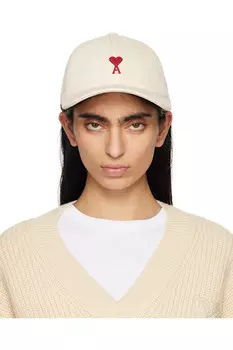 Хлопковая бейсболка с вышивкой "ami de coeur" Ami Paris, белый