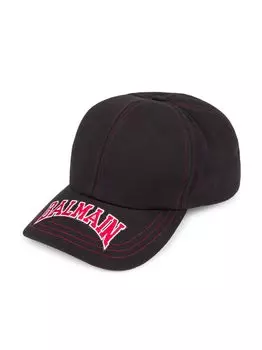 Хлопковая бейсболка с вышивкой Balmain, черный
