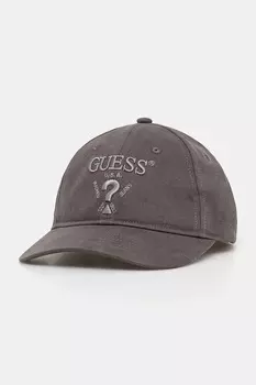 Хлопковая бейсболка с вышивкой EMBROIDERED Guess, серый