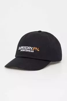 Хлопковая бейсболка Superdry, черный