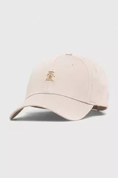 Хлопковая бейсболка Tommy Hilfiger, бежевый