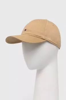Хлопковая бейсболка Tommy Hilfiger, бежевый