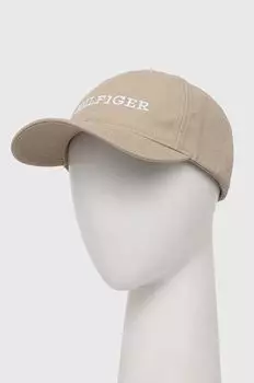 Хлопковая бейсболка Tommy Hilfiger, бежевый