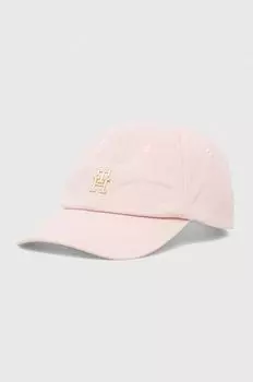 Хлопковая бейсболка Tommy Hilfiger, розовый