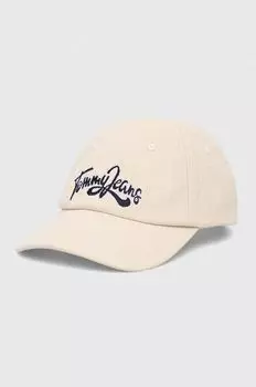 Хлопковая бейсболка Tommy Jeans, бежевый