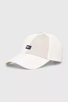 Хлопковая бейсболка Tommy Jeans, бежевый