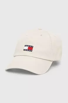 Хлопковая бейсболка Tommy Jeans, бежевый