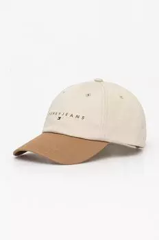 Хлопковая бейсболка Tommy Jeans, бежевый