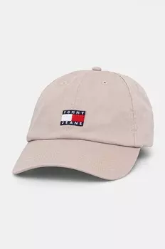 Хлопковая бейсболка Tommy Jeans, бежевый