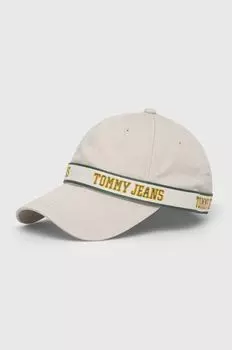 Хлопковая бейсболка Tommy Jeans, бежевый