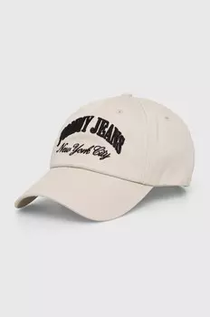 Хлопковая бейсболка Tommy Jeans, бежевый