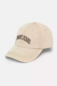 Хлопковая бейсболка Tommy Jeans, бежевый