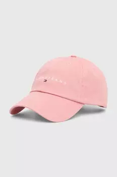 Хлопковая бейсболка Tommy Jeans, розовый