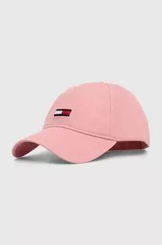 Хлопковая бейсболка Tommy Jeans, розовый