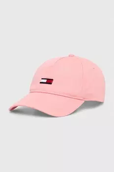 Хлопковая бейсболка Tommy Jeans, розовый