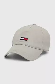 Хлопковая бейсболка Tommy Jeans, серый