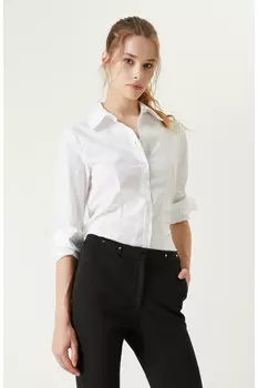 Хлопковая белая рубашка с длинным рукавом Network, белый