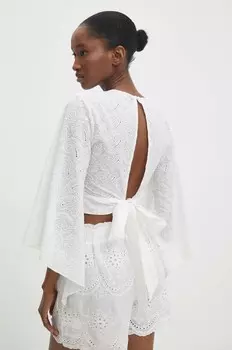 Хлопковая блузка Answear Lab, белый