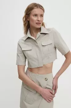 Хлопковая блузка Answear Lab, бежевый