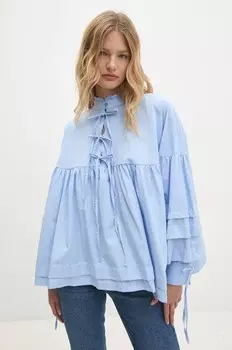 Хлопковая блузка Answear Lab, синий