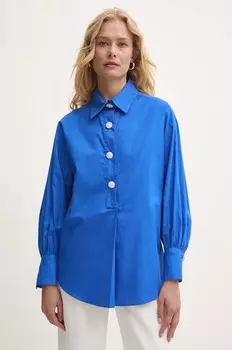 Хлопковая блузка Answear Lab, синий