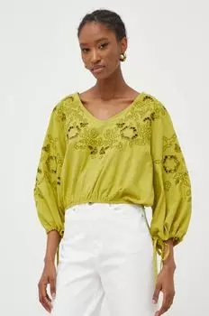 Хлопковая блузка Answear Lab, зеленый
