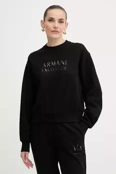 Хлопковая блузка Armani Exchange, черный