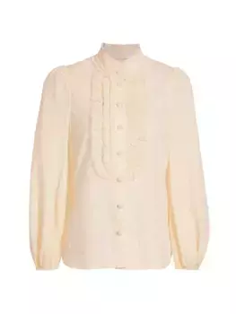 Хлопковая блузка August в швейцарский горошек Zimmermann, цвет cream