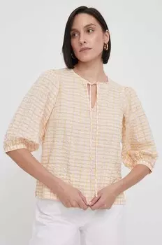 Хлопковая блузка Barbour, бежевый