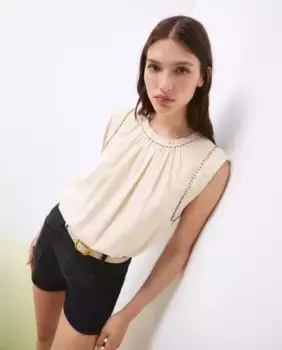 Хлопковая блузка без рукавов Tintoretto, цвет Crudo