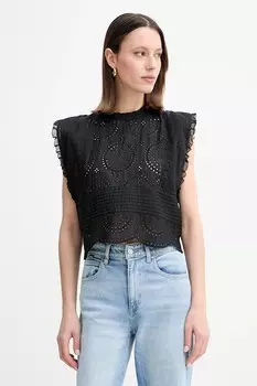 Хлопковая блузка Boss Orange, черный