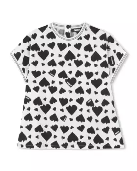 Хлопковая блузка для девочек с принтом по всей поверхности DKNY, многоцветный