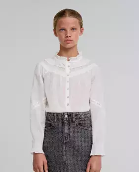 Хлопковая блузка для девочки на пуговицах Scalpers, белый