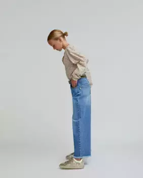 Хлопковая блузка для девочки с длинными рукавами Scalpers, бежевый