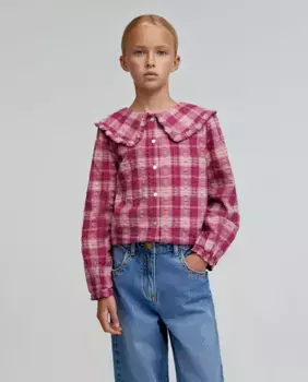 Хлопковая блузка для девочки с рюшами Scalpers, фиолетовый