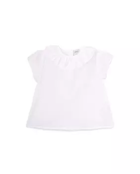 Хлопковая блузка для девочки с рюшным воротником Knot, белый