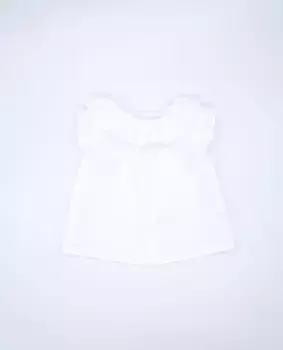 Хлопковая блузка для девочки с воротником с оборками Fina Ejerique, белый