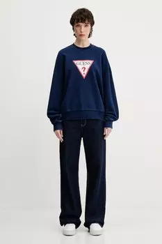 Хлопковая блузка Guess Jeans, темно-синий