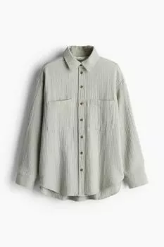 Хлопковая блузка H&M, зеленый