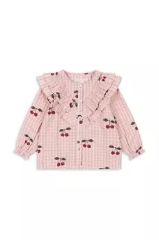 Хлопковая блузка Konges Sljd для мальчиков и девочек KIM FRILL BLOUSE GOTS, розовый