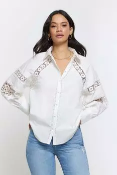 Хлопковая блузка крючком River Island, белый
