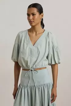 Хлопковая блузка Lauren Ralph Lauren, синий