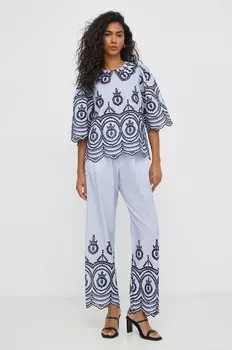 Хлопковая блузка Munthe, синий