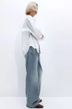 Хлопковая блузка оверсайз H&M, белый